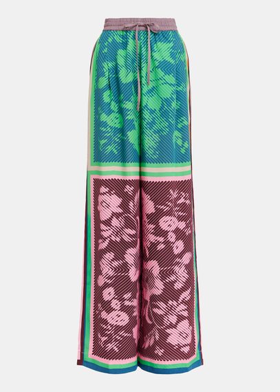 Pantalones de pernera ancha estampados, multicolor