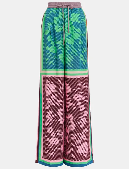 Pantalones de pernera ancha estampados, multicolor