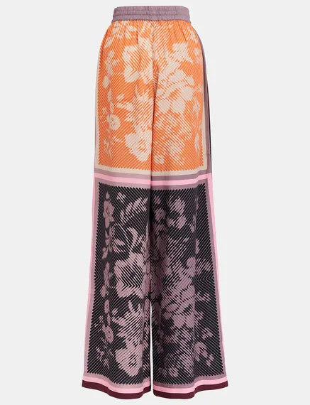 Multicolor printed wide-leg pants