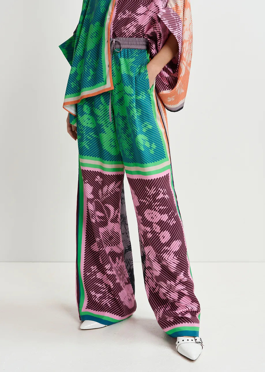 Multicolor printed wide-leg pants