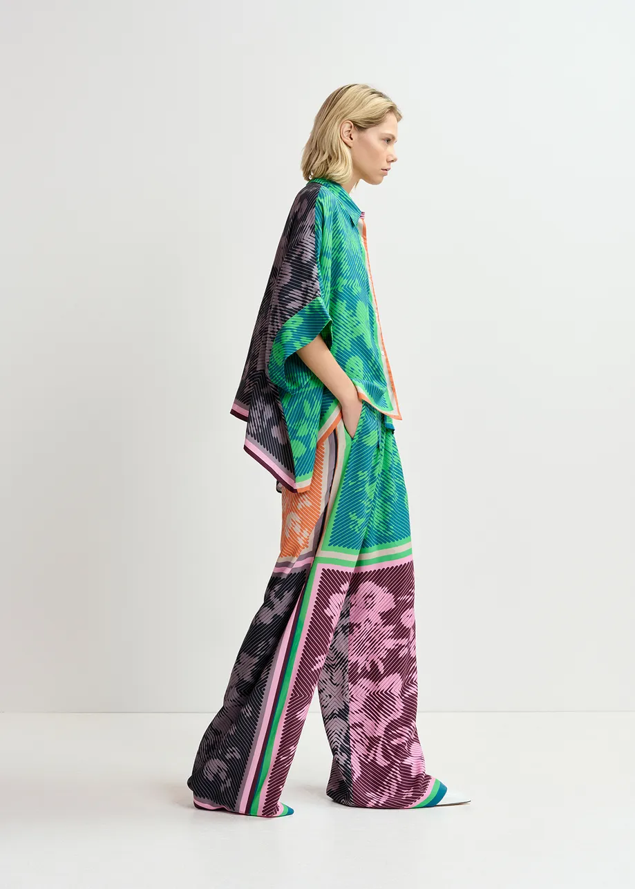 Multicolor printed wide-leg pants