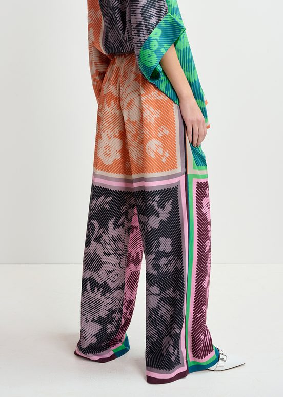 Multicolor printed wide-leg pants