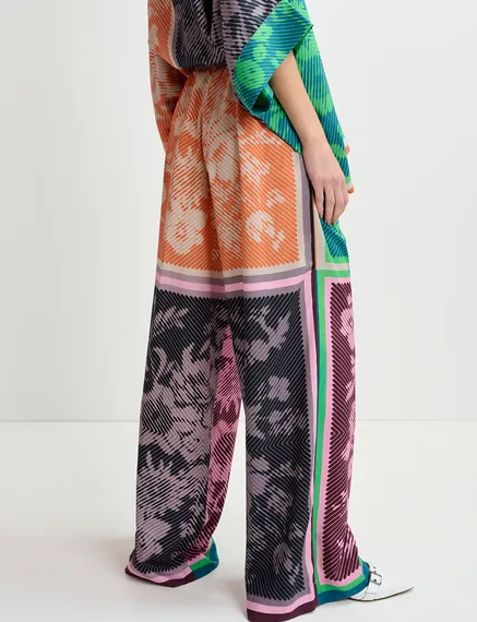 Multicolor printed wide-leg pants