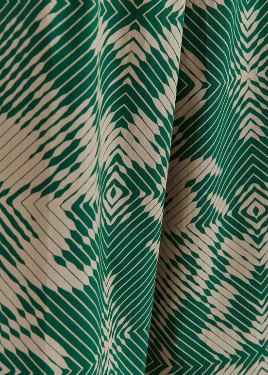 Pantalones anchos con estampado geométrico, beis y verde oscuro