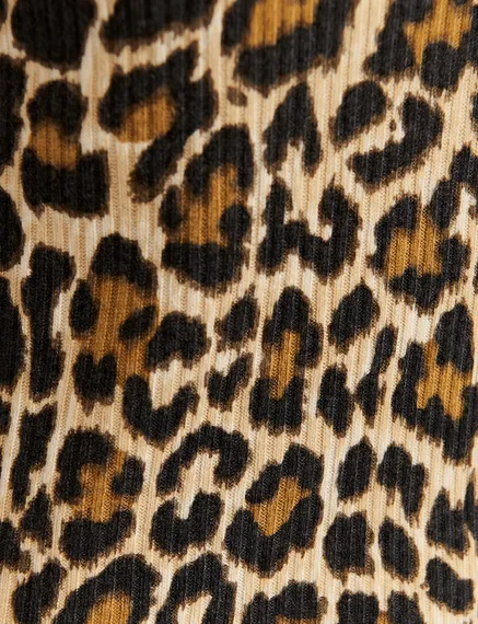 Jersey de punto con motivos de leopardo, beis 