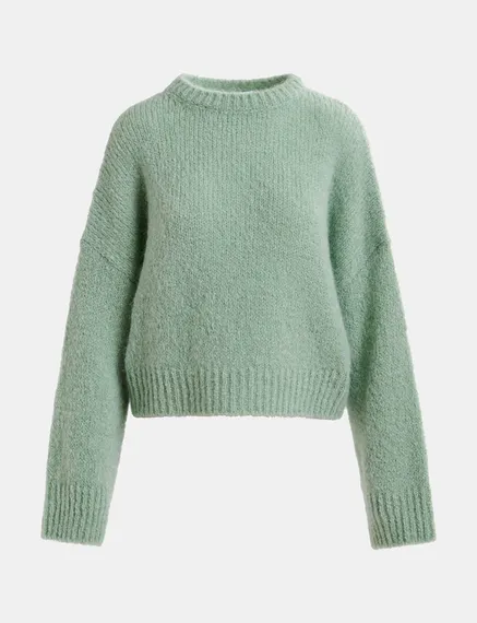 Maglione verde chiaro a collo alto 