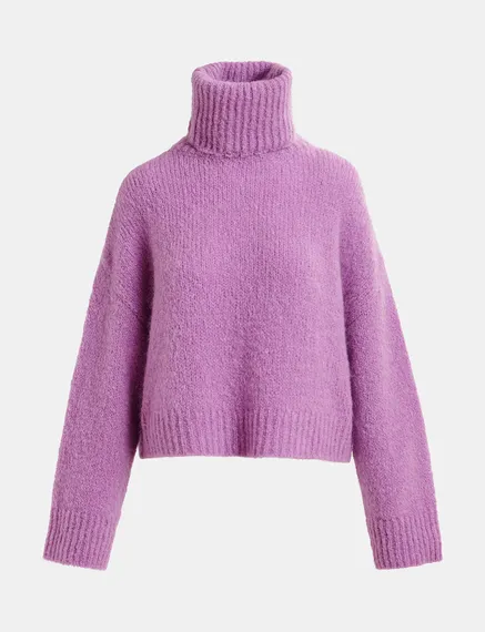 Pull à col roulé mauve