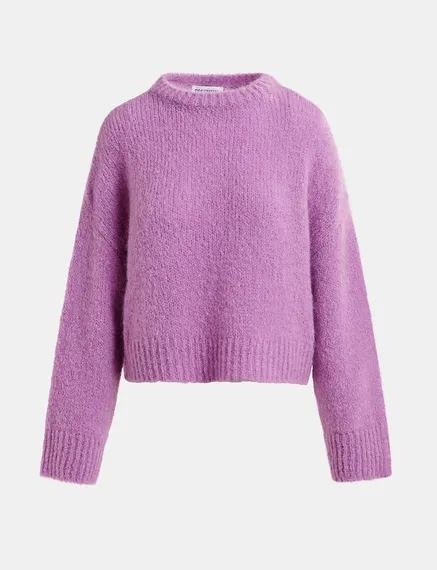 Maglione malva a collo alto