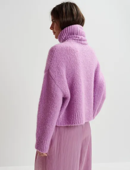 Pull à col roulé mauve