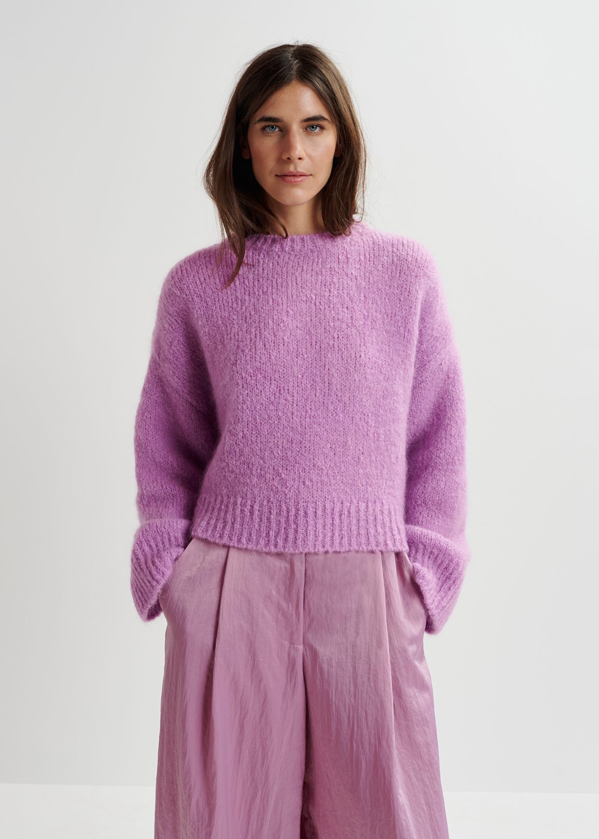 Mauve turtleneck knit sweater Essentiel Antwerp Europe