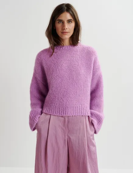 Pull à col roulé mauve