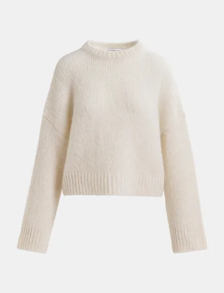 Ecru turtleneck knit sweater