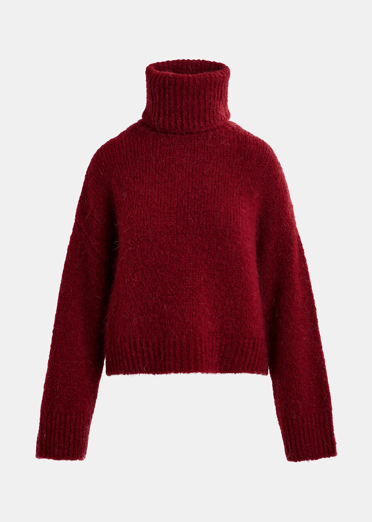 Burgundy turtleneck knit sweater