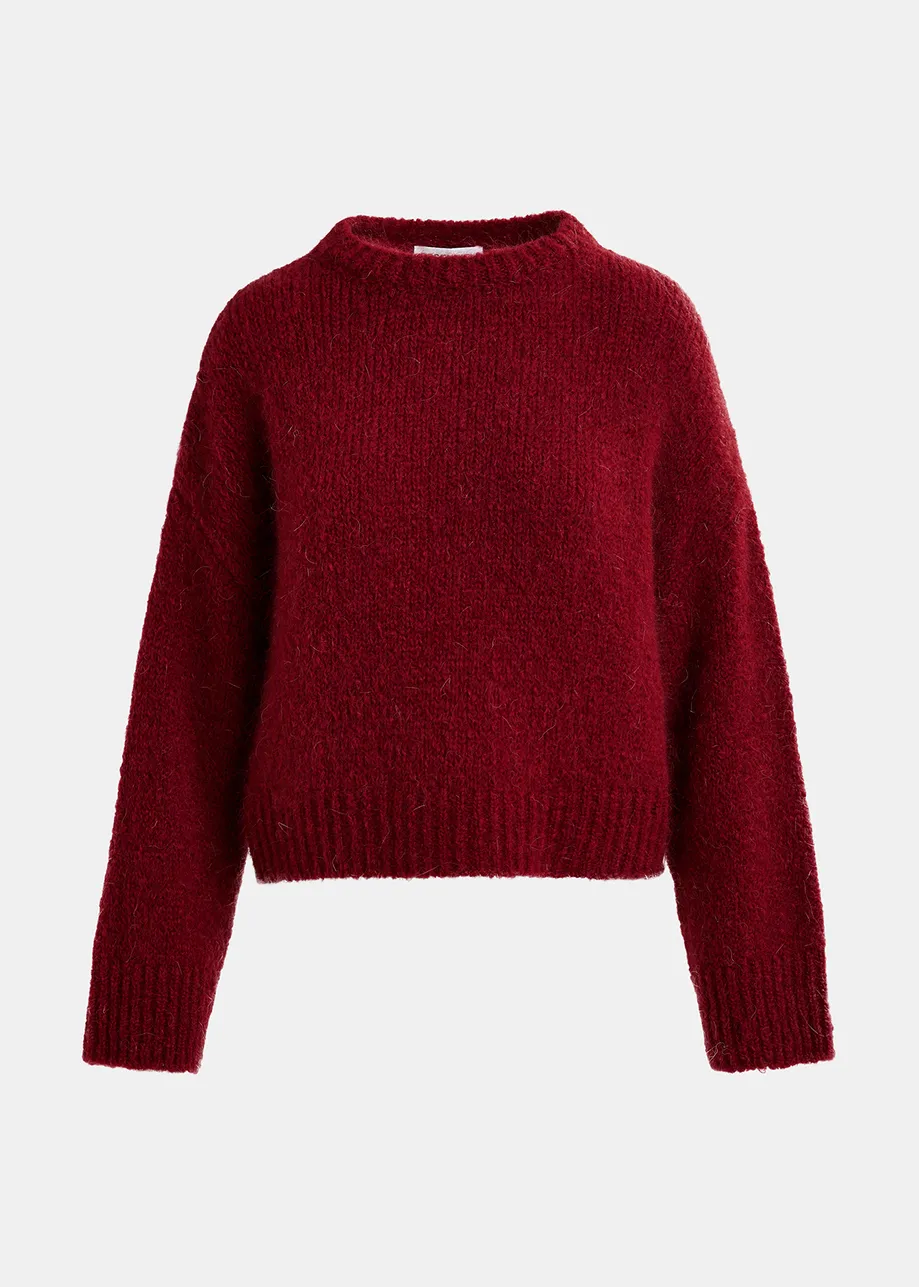 Burgundy turtleneck knit sweater