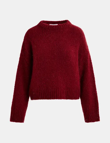 Maglione bordeaux a collo alto 