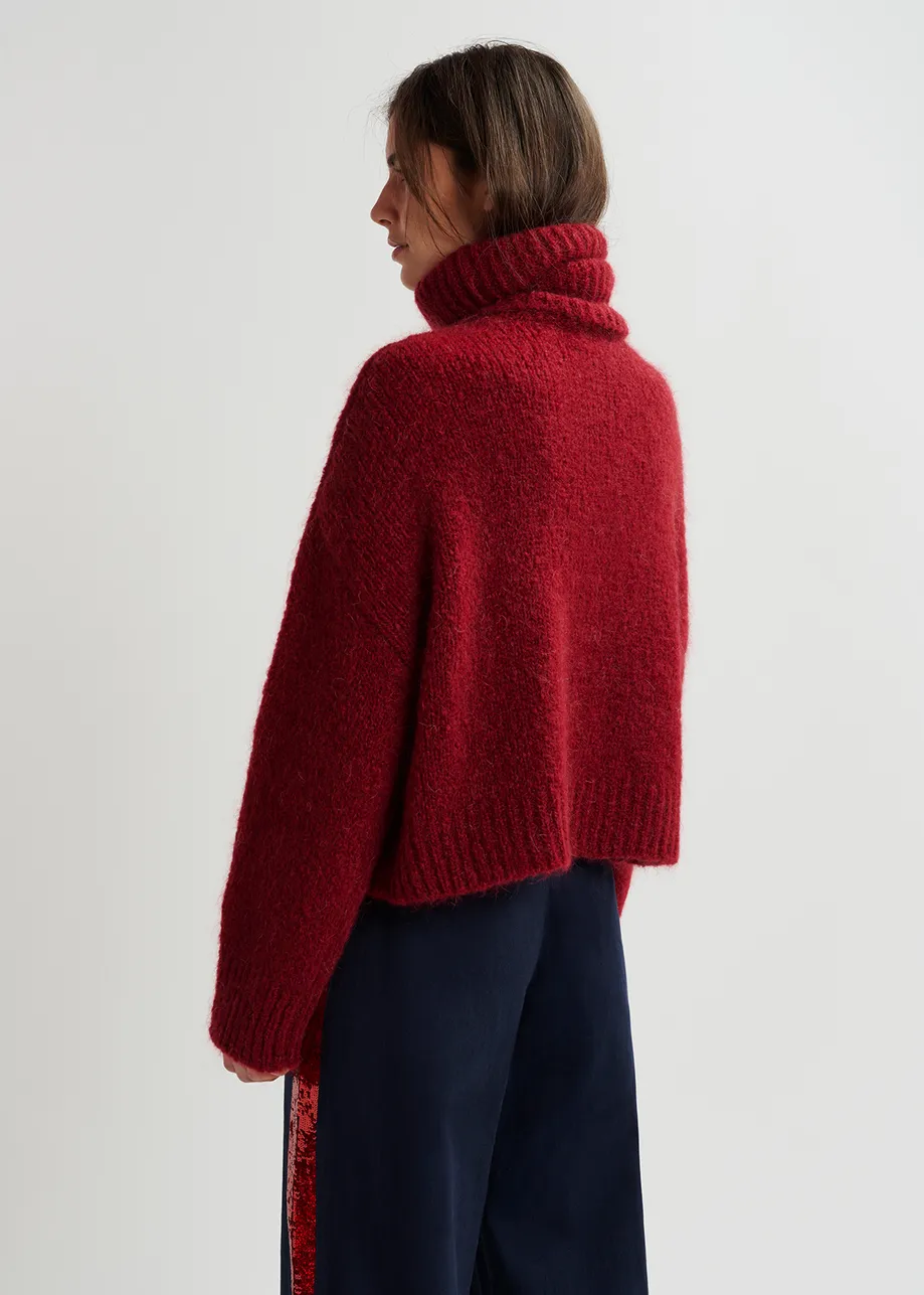 Burgundy turtleneck knit sweater