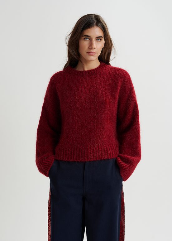 Maglione bordeaux a collo alto 