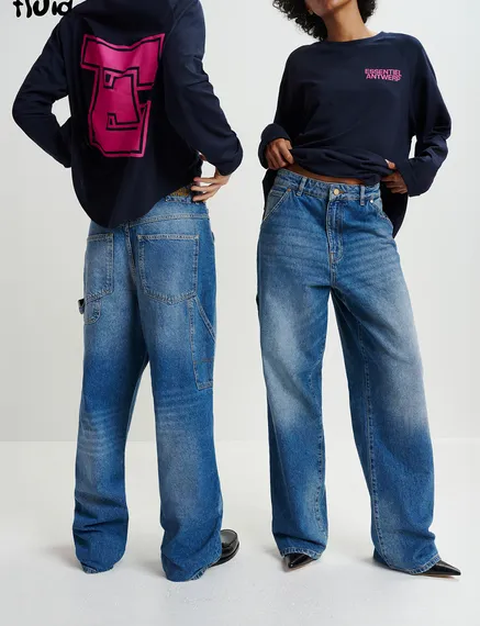 Blue carpenter straight-leg jeans