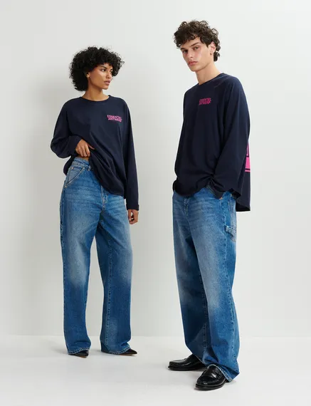 Blue carpenter straight-leg jeans