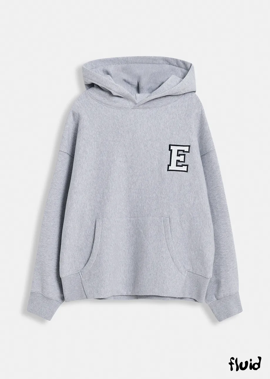 Sudadera de algodón con parches bordados, gris