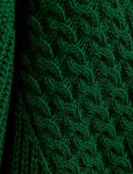 Dark green oversized cable-knitted sweater