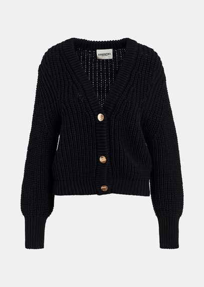 Zwarte ribgebreide cardigan