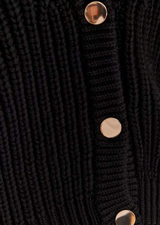 Black chunky rib-knitted cardigan