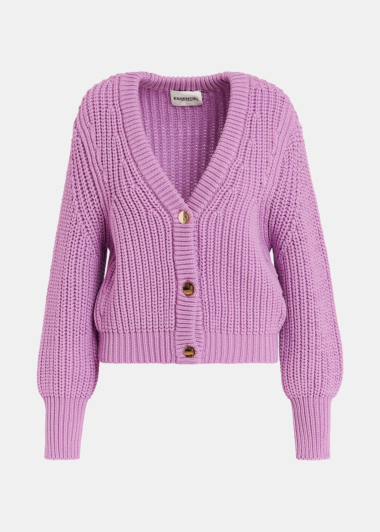 Cardigan malva a coste grosse