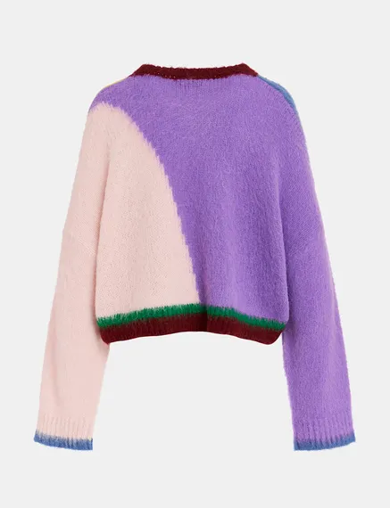 Multicolor abstract intarsia-knitted sweater