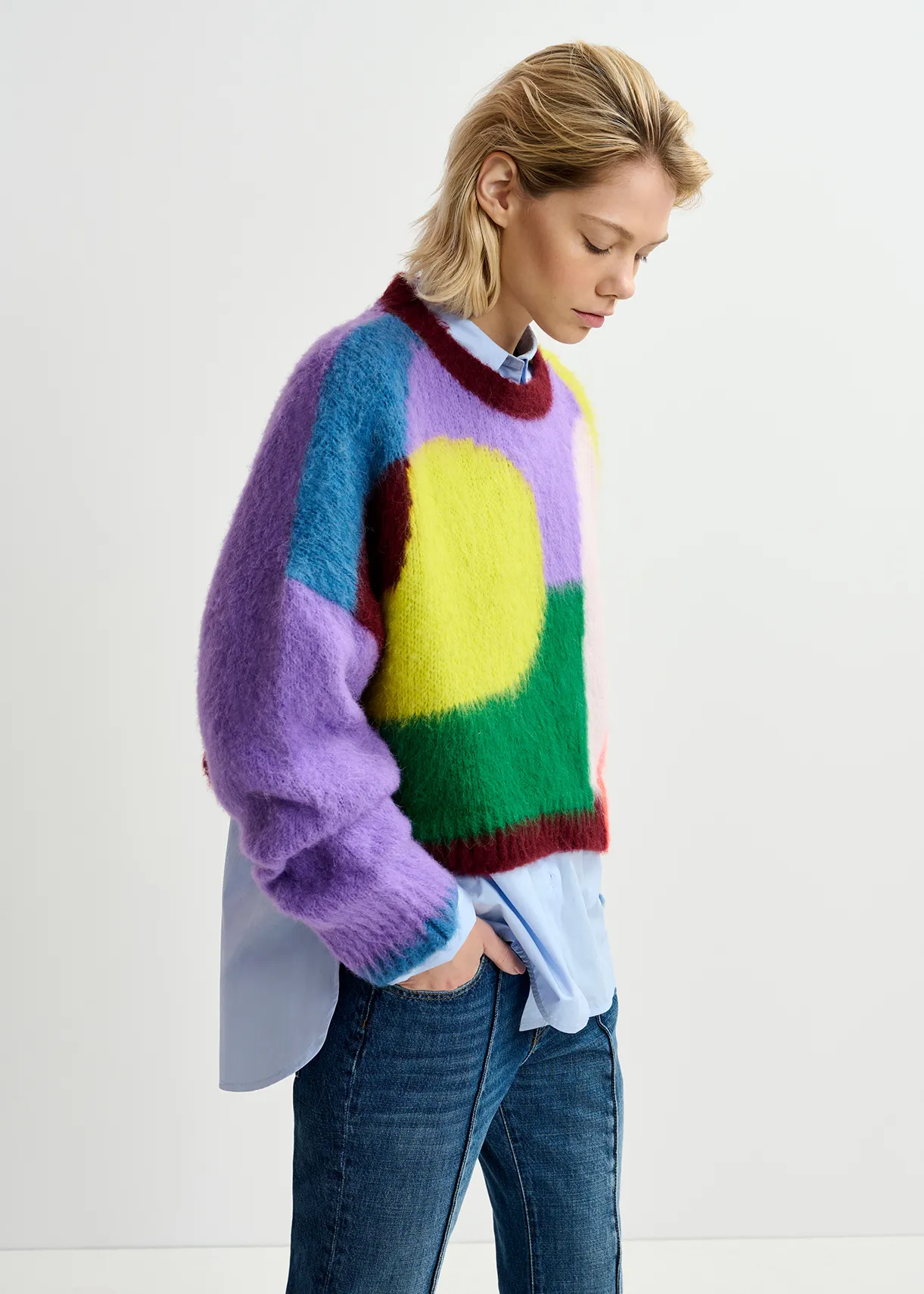 Multicolor abstract intarsia-knitted sweater Essentiel Antwerp