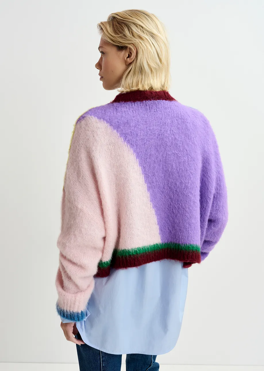 Multicolor abstract intarsia-knitted sweater