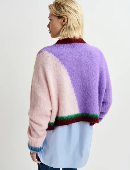 Multicolor abstract intarsia-knitted sweater