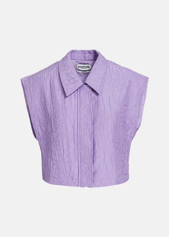 Courte chemise en jacquard fleuri lilas