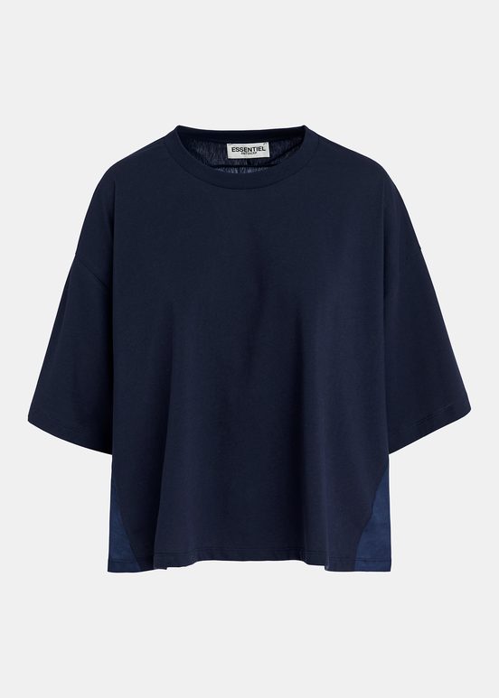 Marineblauw T-shirt met satijnen rug