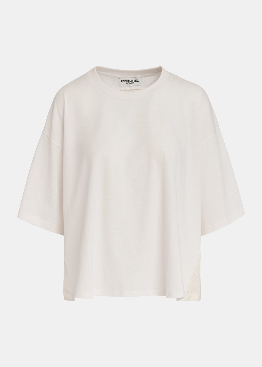 T-shirt blanc cassé avec dos en satin