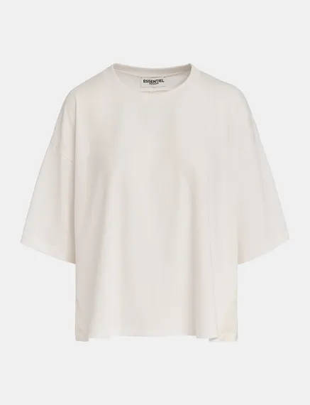 T-shirt blanc cassé avec dos en satin