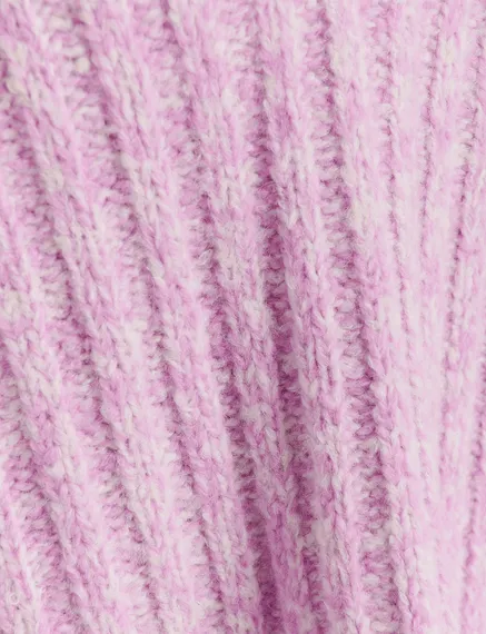 Pull sans manches en tricot mêlé mauve et écru