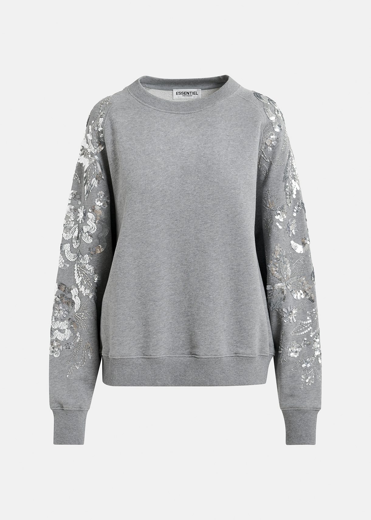 Damen Sweatshirt-Hosen-Set Grau Mit Kapuze & Engelsflügel-Pailletten – Bequemes Freizeitoutfit Für Herbst/Winter