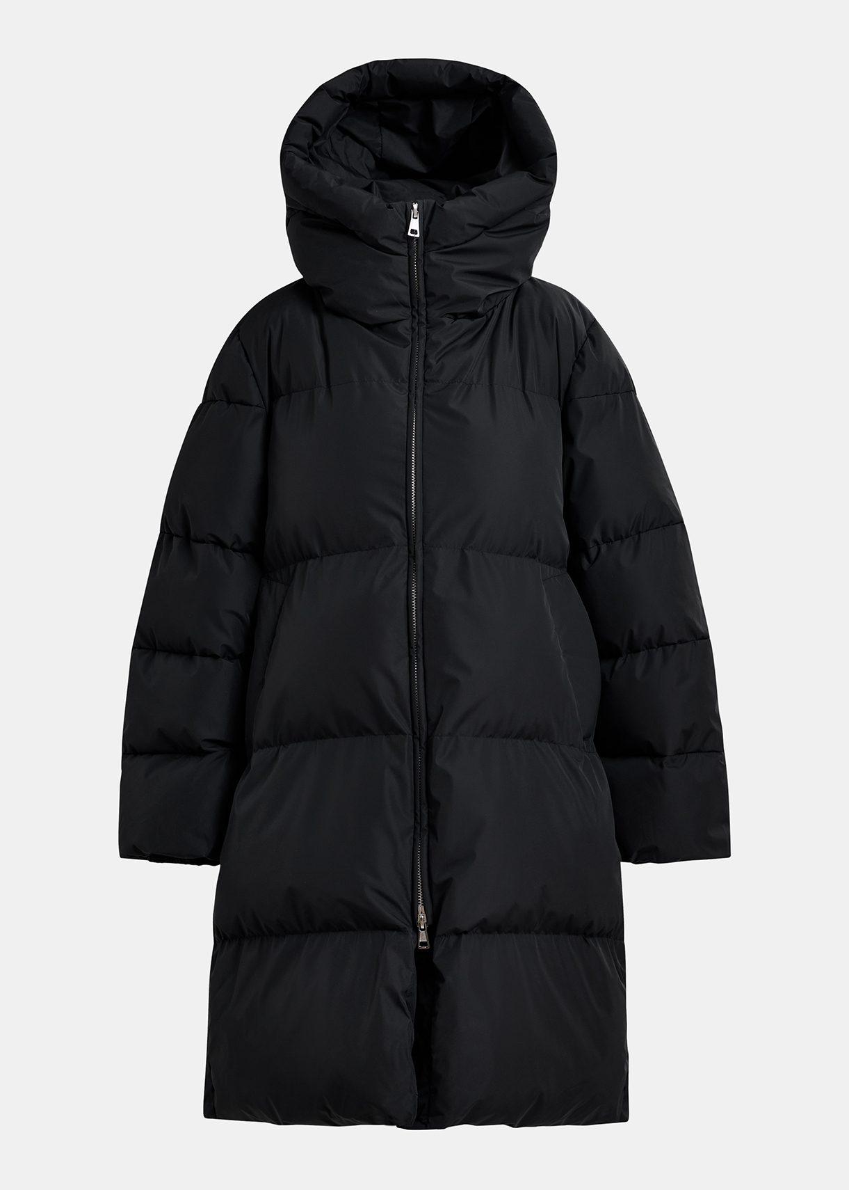 Black hooded puffer coat