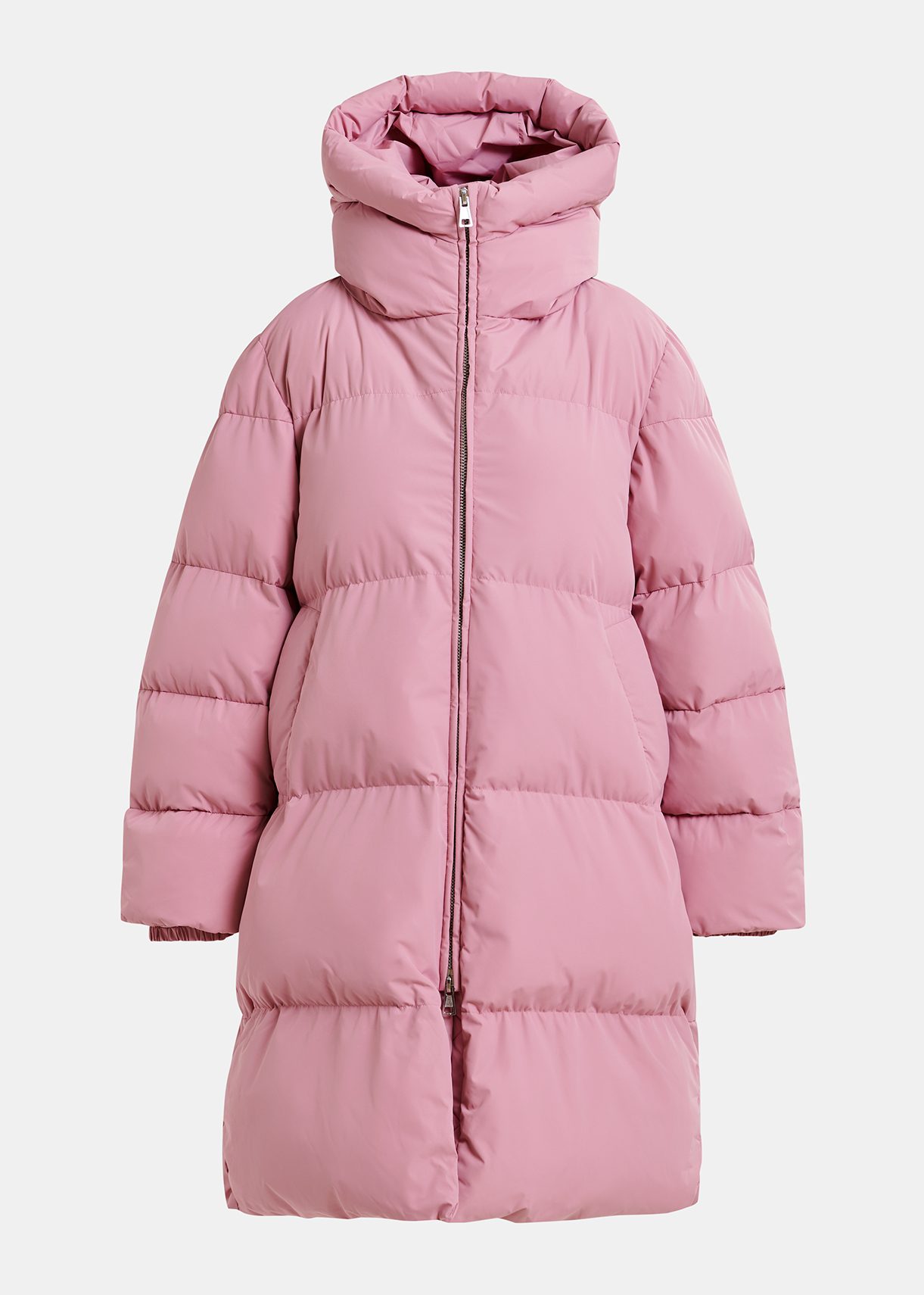 Pink long puffer coat best sale