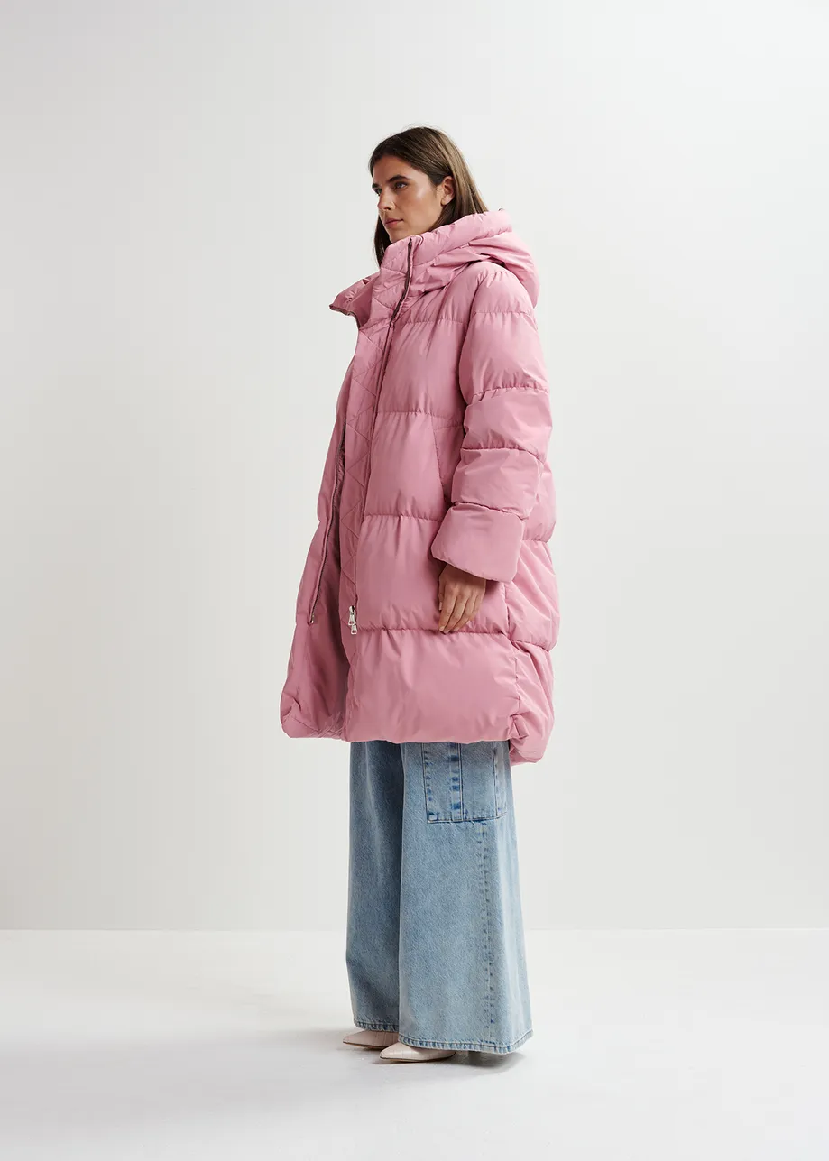 Vintage pink hooded puffer coat