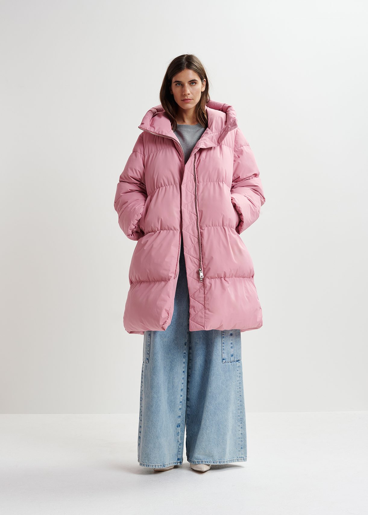 Vintage pink hooded puffer coat | Essentiel Antwerp United States