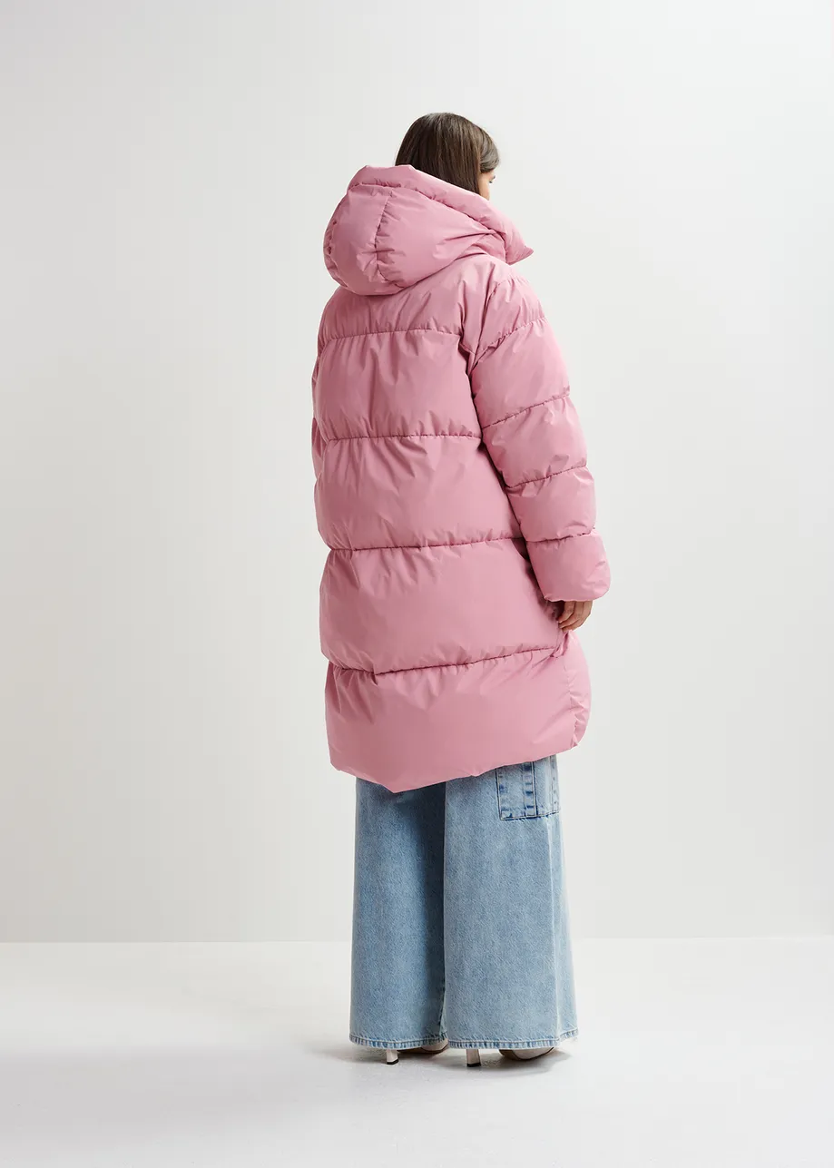 Vintage pink hooded puffer coat