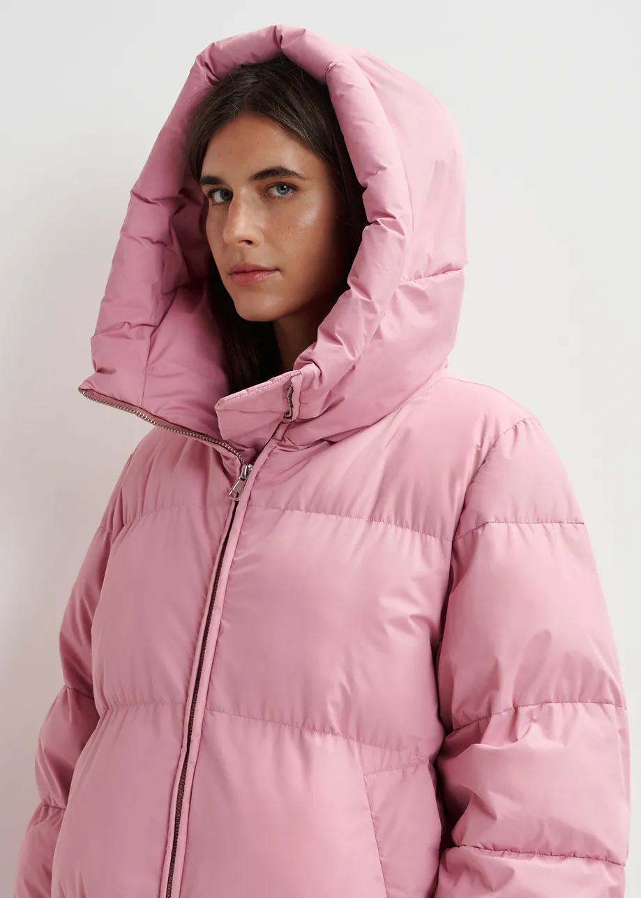 Vintage pink hooded puffer coat