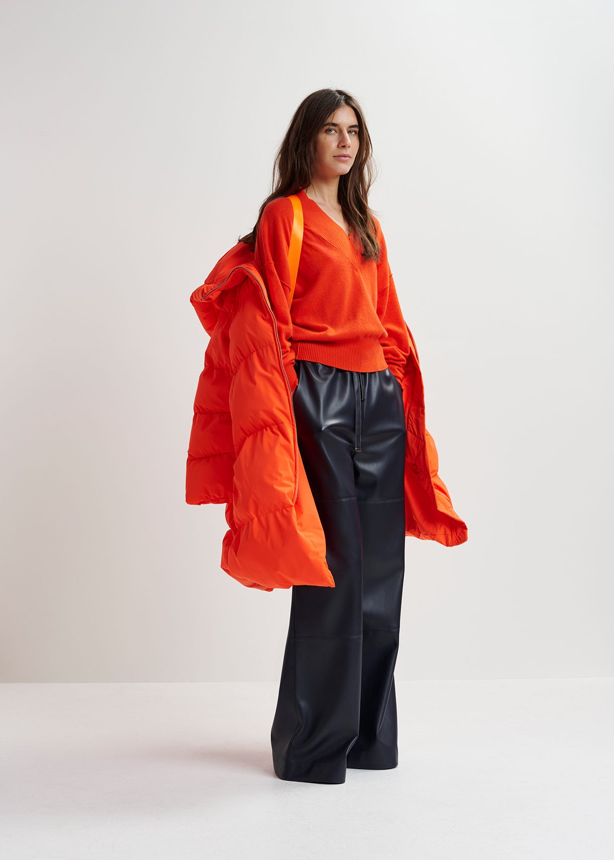 Orange hooded puffer coat | Essentiel Antwerp United States