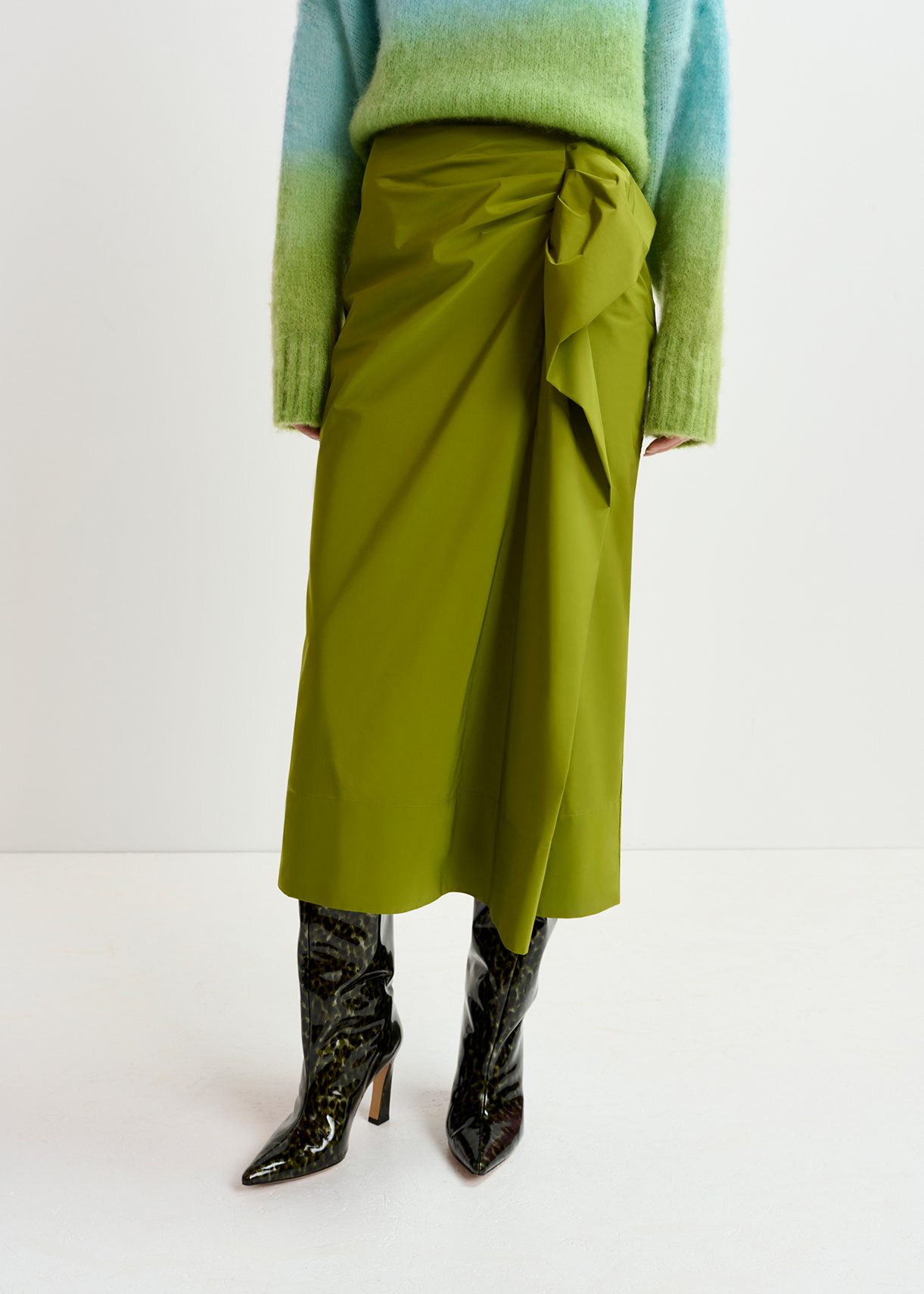 Khaki draped midi skirt Essentiel Antwerp Europe