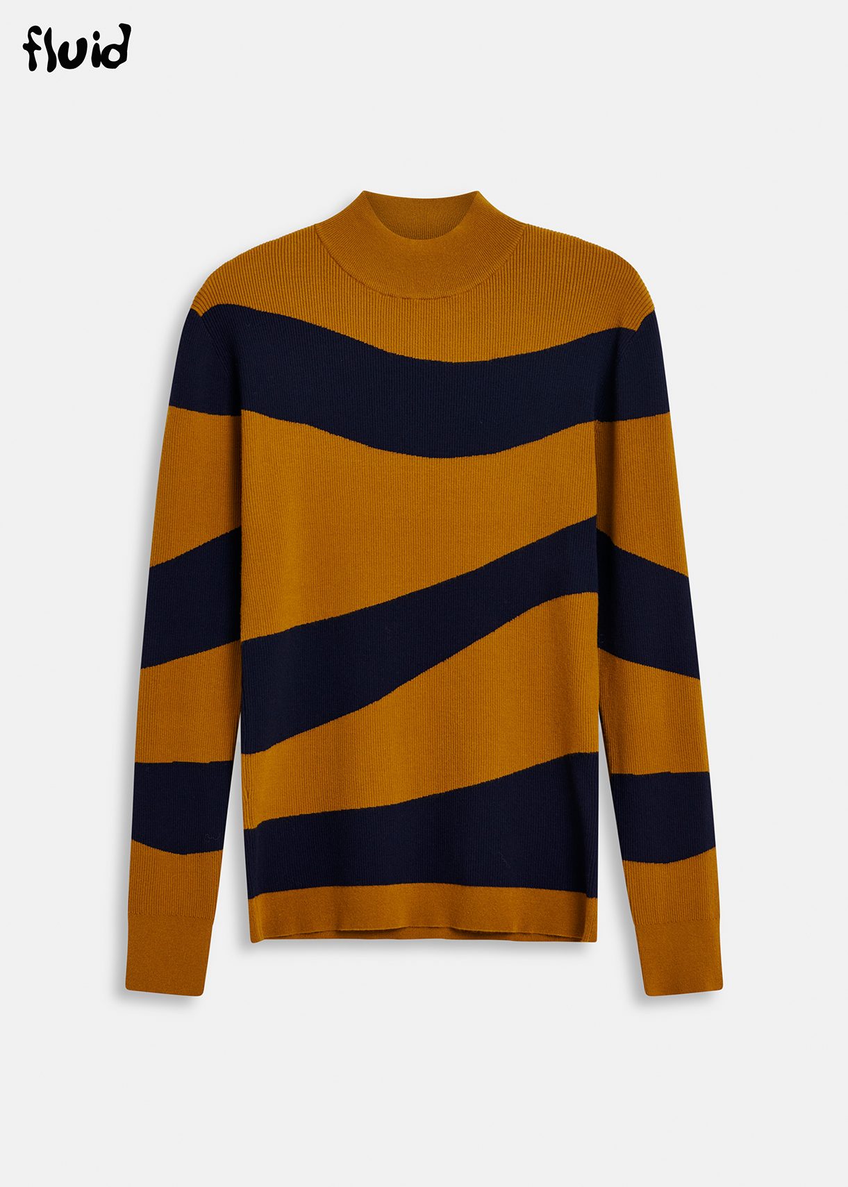 Brown and black striped rib-knitted sweater