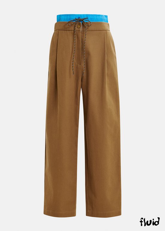 Brown and blue double-waist pants