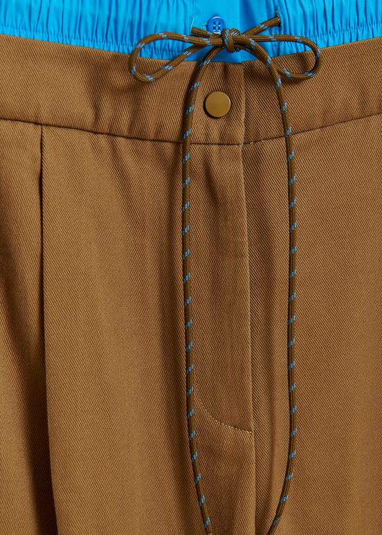 Brown and blue double-waist pants