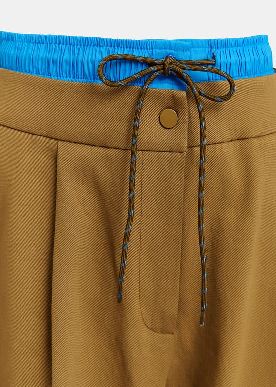 Pantalones con cintura doble, marrón y azul